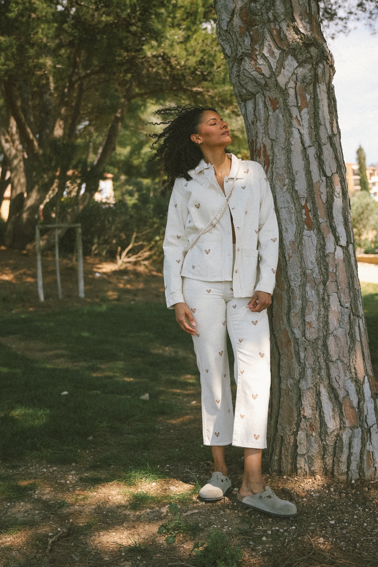 pantalon blanc à symboles - FAM