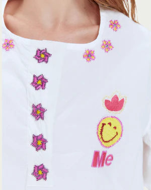Blouse Lily Embroidered White Shirt -ME369