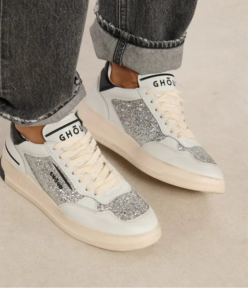 Baskets Tweener Br Leat Glitter Argenté - GHOUD VENICE