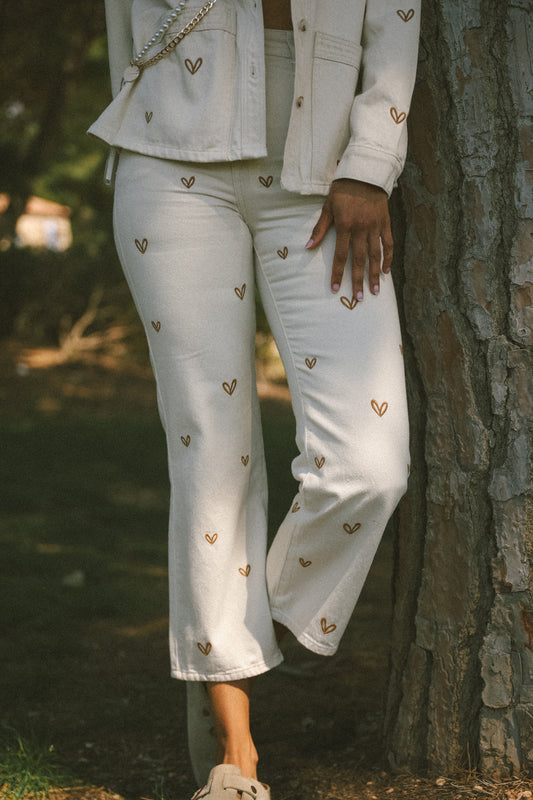 pantalon blanc à symboles - FAM