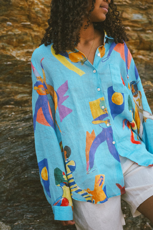 Chemise en lin music cut sky - G.KERO