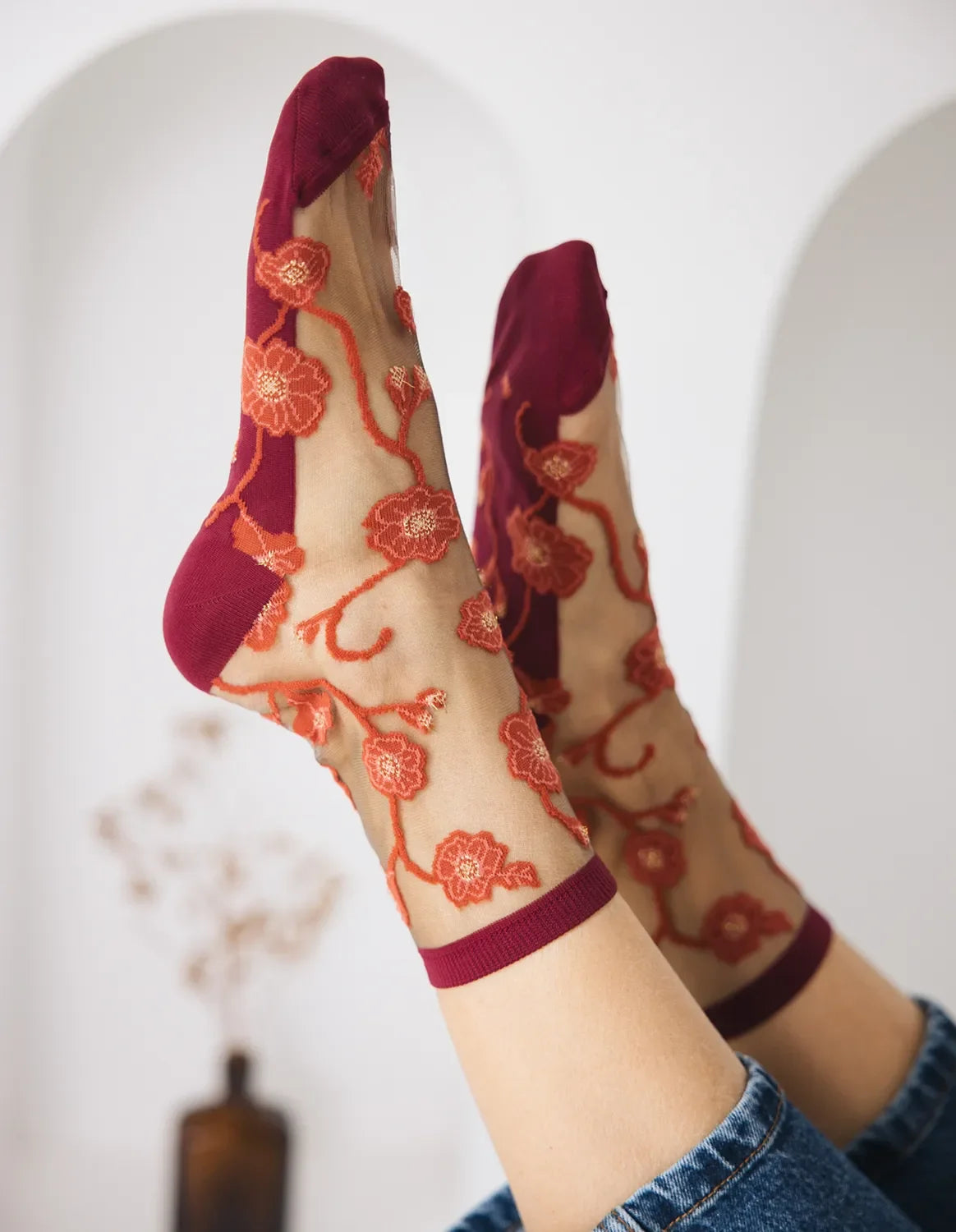 Chaussettes - Blomst corail corail - SAINT EUSTACHE