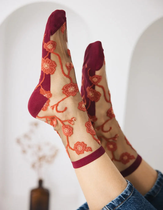 Chaussettes - Blomst corail corail - SAINT EUSTACHE
