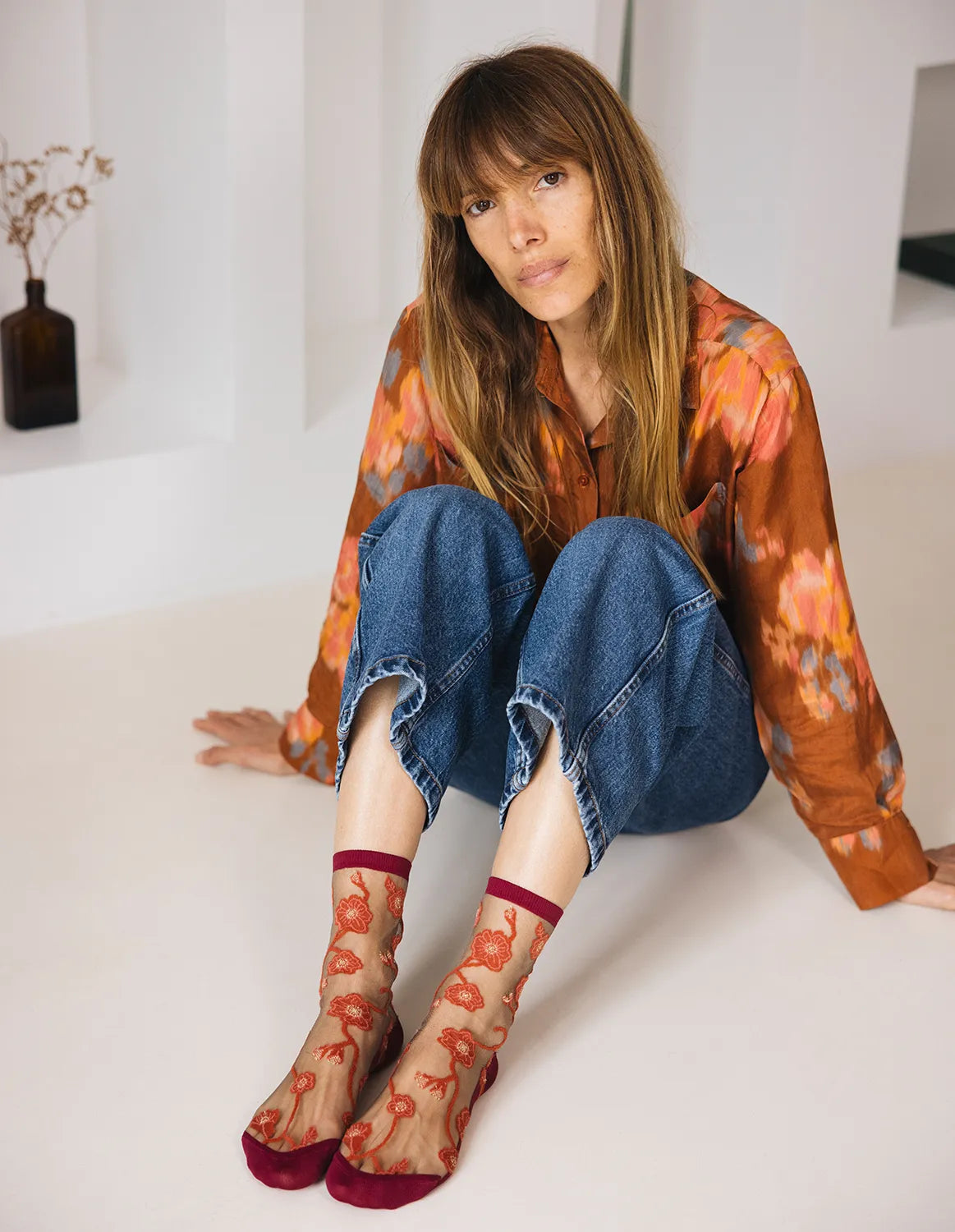 Chaussettes - Blomst corail corail - SAINT EUSTACHE