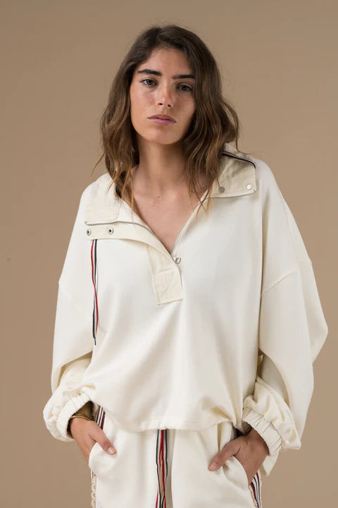 Pull Hugues en coton épais à col boutonné