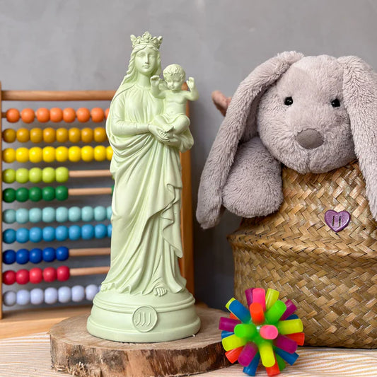 Statuette J'ai vu la Vierge vert tilleul