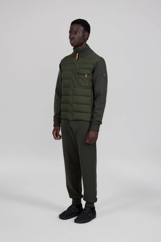 Gilet bi-matière col cheminée Laurenzo - KAKI