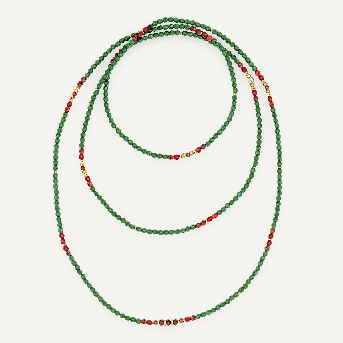 Bracelets colliers - GLINDA GREEN FOREST - TETES BLONDES – bijou déplié sur fond blanc