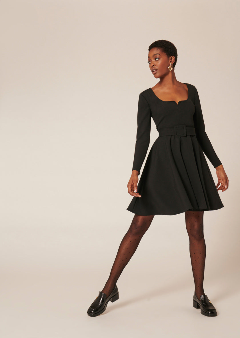 Robe Ruoka noire en toile stretch - TARA JARMON